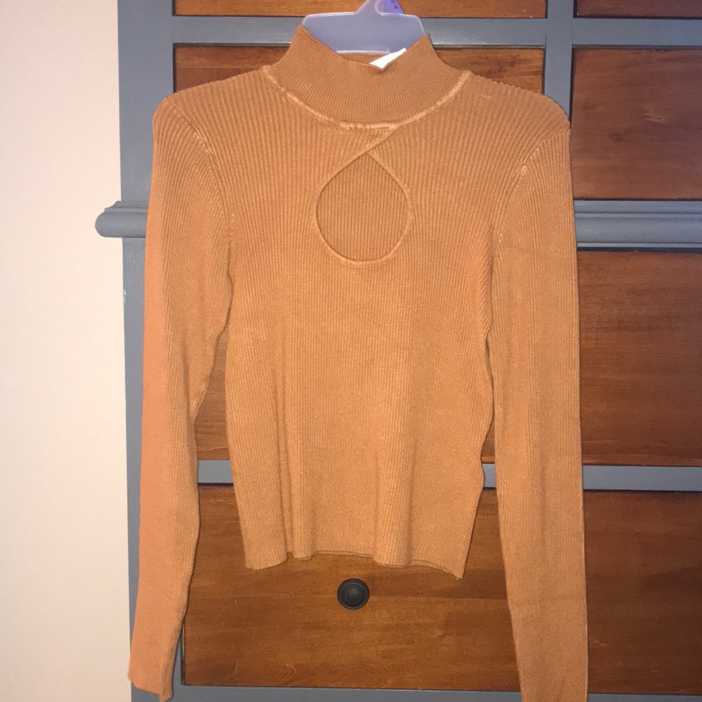 Forever 21 mock neck sweater with keyhole cutout